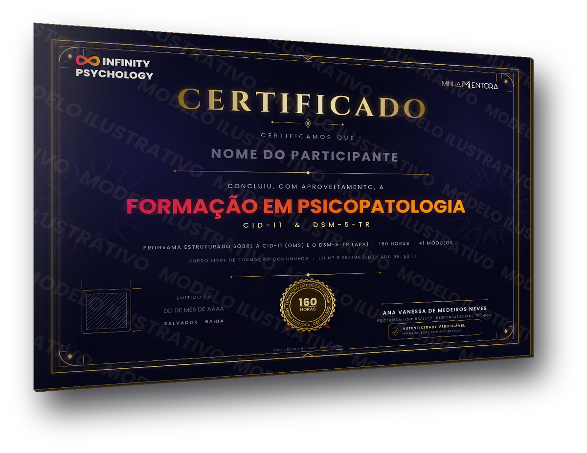 Modelo ilustrativo do certificado da Formação em Psicopatologia